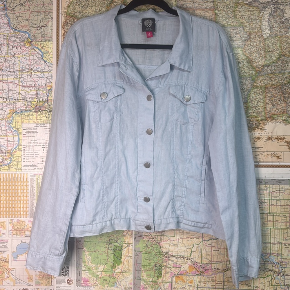 Light Blue Vince Camuto 100% Linen Women's Jacket